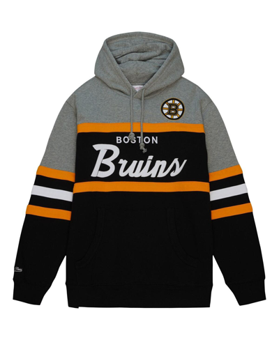 Mitchell & Ness Men's  Black, Gray Boston Bruins Head Coach Pullover Hoodie In Black,gray