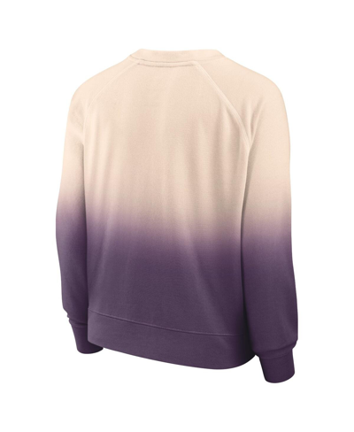 Shop Fanatics Women's  Tan, Purple Distressed Phoenix Suns Lounge Arch Raglan Pullover Sweatshirt In Tan,purple