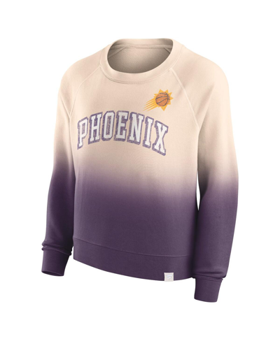 Shop Fanatics Women's  Tan, Purple Distressed Phoenix Suns Lounge Arch Raglan Pullover Sweatshirt In Tan,purple