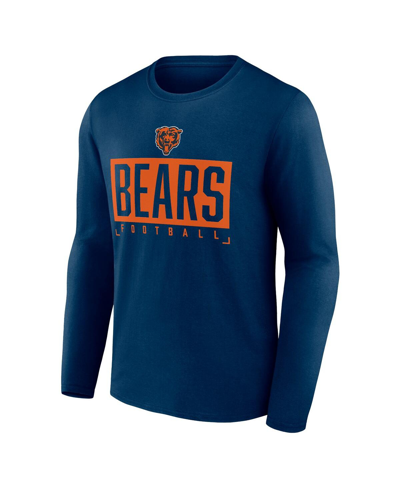 Shop Fanatics Men's  Navy Chicago Bears Big And Tall Wordmark Long Sleeve T-shirt