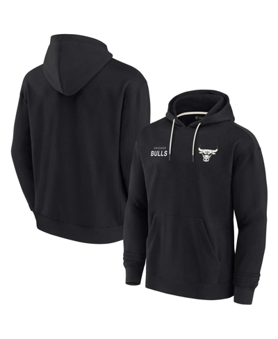 Fanatics Signature Men's And Women's  Black Chicago Bulls Super Soft Fleece Pullover Hoodie In Black