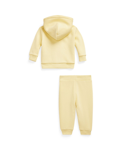 Shop Polo Ralph Lauren Baby Boys Fleece Full-zip Hoodie And Pant Set In Wickett Yellow