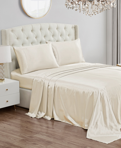 Shop Juicy Couture 3 Piece Satin Sheet Set, Twin/twin Xl In Ivory