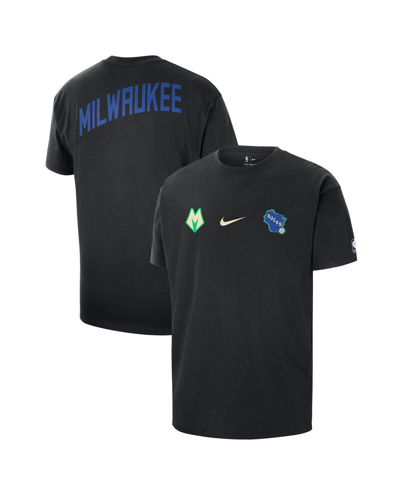 Shop Nike Men's  Black Milwaukee Bucks 2023/24 City Edition Courtside Max90 T-shirt