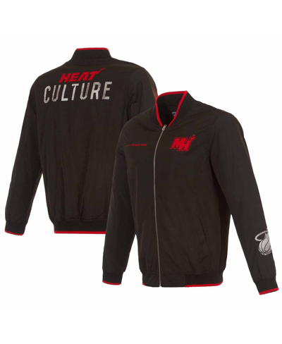 Jh Design Men's  Black Miami Heat 2023/24 City Edition Nylon Full-zip Bomber Jacket In Black
