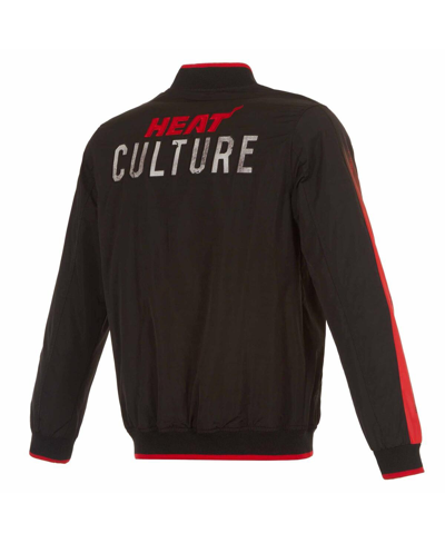 Jh Design Men's  Black Miami Heat 2023/24 City Edition Nylon Full-zip Bomber Jacket In Black