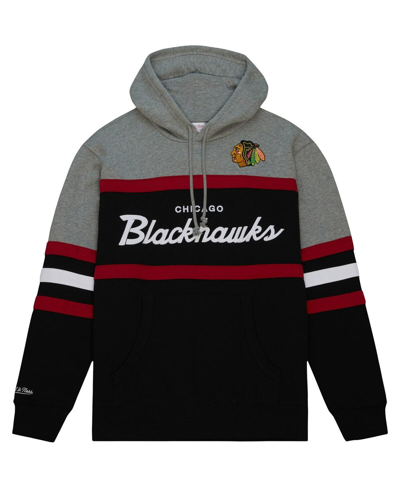 Mitchell & Ness Men's  Black, Gray Chicago Blackhawks Head Coach Pullover Hoodie In Black,gray