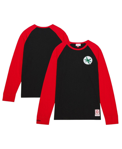 Shop Mitchell & Ness Men's  Black Ohio State Buckeyes Legendary Slub Raglan Long Sleeve T-shirt