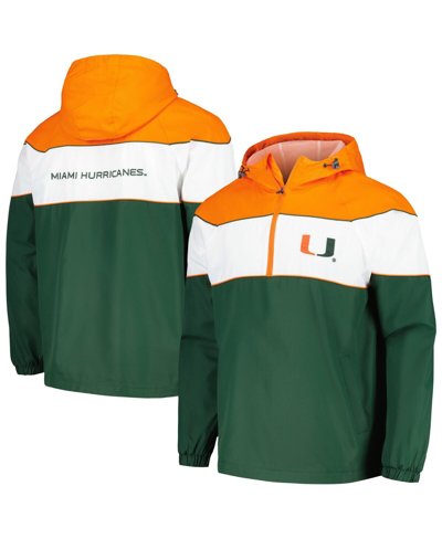 Shop G-iii Sports By Carl Banks Men's  Green Miami Hurricanes Center Line Half-zip Raglan Hoodie Jacket
