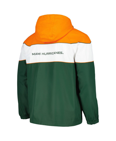 Shop G-iii Sports By Carl Banks Men's  Green Miami Hurricanes Center Line Half-zip Raglan Hoodie Jacket