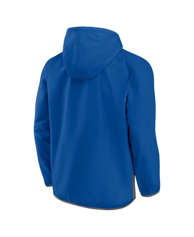 Shop Fanatics Men's  Blue New York Rangers Flagrant Foul Anorak Raglan Half-zip Hoodie Jacket
