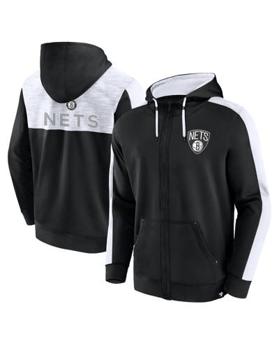 Shop Fanatics Men's  Black Brooklyn Nets Rainbow Shot Full-zip Hoodie