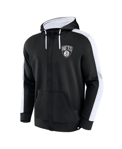 Shop Fanatics Men's  Black Brooklyn Nets Rainbow Shot Full-zip Hoodie