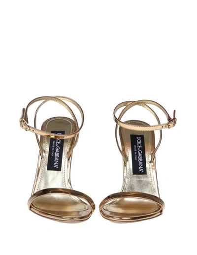 Shop Dolce & Gabbana Mirror Leather Sandal In Gold