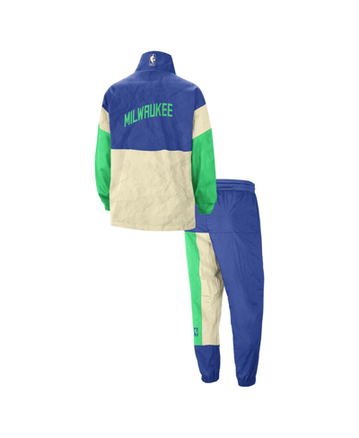 Shop Nike Men's  Royal Milwaukee Bucks 2023/24 City Edition Courtside Starting Five Full-zip Jacket And Pa