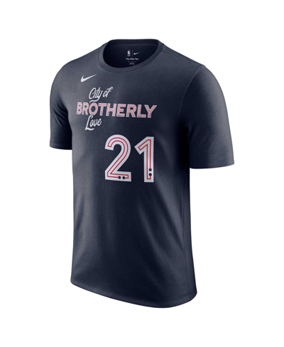 Shop Nike Men's  Joel Embiid Navy Philadelphia 76ers 2023/24 City Edition Name And Number T-shirt