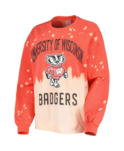 Gameday Couture Red Wisconsin Badgers Twice As Nice Faded Dip-dye Pullover Sweatshirt In Red