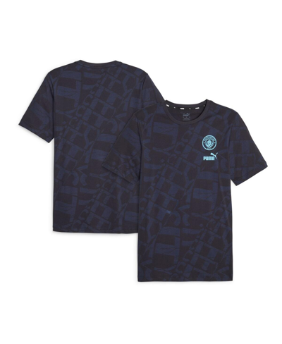 Shop Puma Men's  Navy Manchester City Ftblcore Allover Print T-shirt