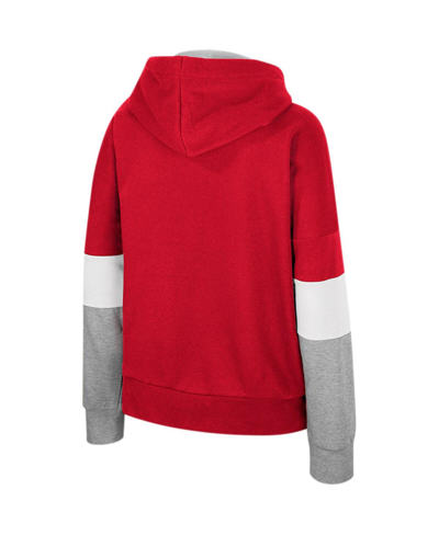 Shop Colosseum Women's  Red Wisconsin Badgers Oversized Colorblock Pullover Hoodie