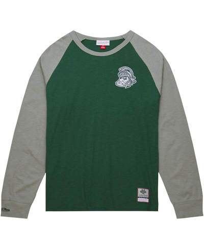Shop Mitchell & Ness Men's  Green Michigan State Spartans Legendary Slub Raglan Long Sleeve T-shirt