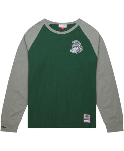 Mitchell & Ness Men's  Green Michigan State Spartans Legendary Slub Raglan Long Sleeve T-shirt In Green