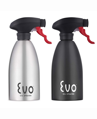 Shop Evo 18/8 Stainless Steel Holds 16-ounces Oil Sprayers, Non-aerosol For Cooking Oil And Vinegar, Set Of 2 In Silver