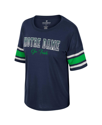 Colosseum Women's  Navy Notre Dame Fighting Irish I'm Gliding Here Rhinestone T-shirt In Navy