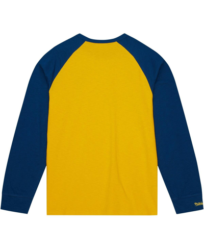 Mitchell & Ness Men's  Gold West Virginia Mountaineers Legendary Slub Raglan Long Sleeve T-shirt In Gold