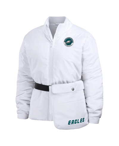Shop Wear By Erin Andrews Women's  White Philadelphia Eagles Packaway Full-zip Puffer Jacket
