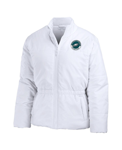 Shop Wear By Erin Andrews Women's  White Philadelphia Eagles Packaway Full-zip Puffer Jacket