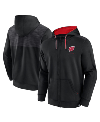 Fanatics Branded Black Wisconsin Badgers Power Index Full-zip Hoodie In Black
