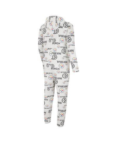 Shop Concepts Sport Men's  White Pittsburgh Steelers Allover Print Docket Union Full-zip Hooded Pajama Sui
