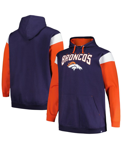 Shop Profile Men's  Navy Denver Broncos Big And Tall Trench Battle Pullover Hoodie