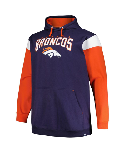 Shop Profile Men's  Navy Denver Broncos Big And Tall Trench Battle Pullover Hoodie