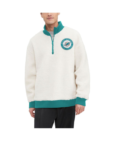 Tommy Hilfiger Cream Miami Dolphins Jordan Sherpa Quarter-zip Sweatshirt In Cream