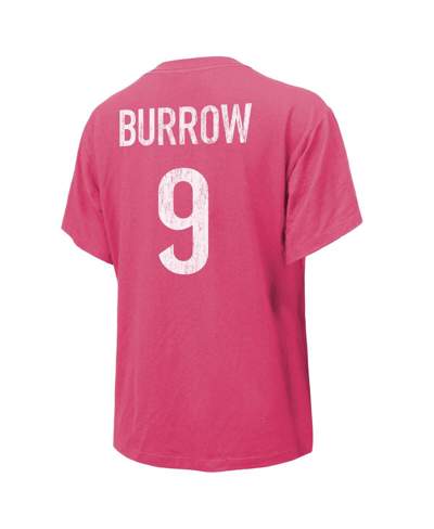 Shop Majestic Women's  Threads Joe Burrow Pink Distressed Cincinnati Bengals Name And Number T-shirt