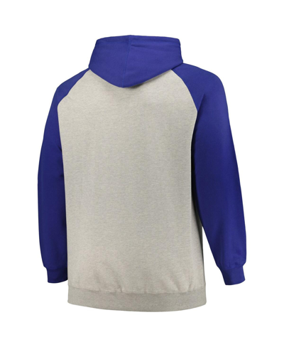 Profile Men's  Heather Gray, Royal Distressed Buffalo Bills Big And Tall Favorite Arch Throwback Ragl In Heather Gray,royal