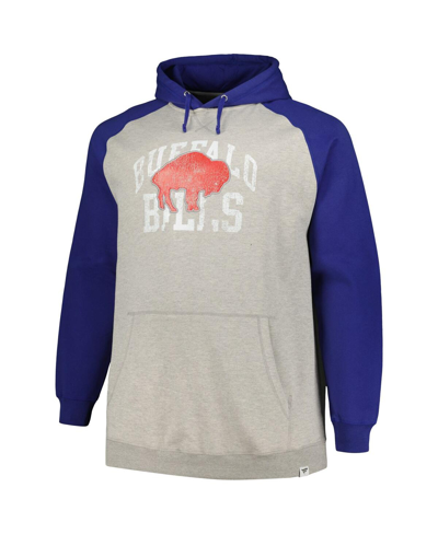 Profile Men's  Heather Gray, Royal Distressed Buffalo Bills Big And Tall Favorite Arch Throwback Ragl In Heather Gray,royal