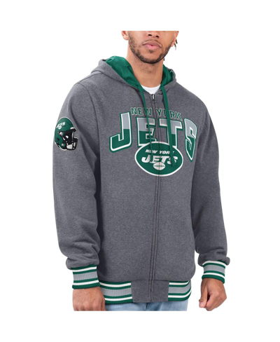 Shop G-iii Sports By Carl Banks Men's  Green, Gray New York Jets Commemorative Reversible Full-zip Jacket In Green,gray