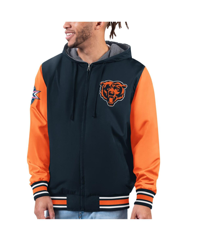 Shop G-iii Sports By Carl Banks Men's  Navy, Orange Chicago Bears Commemorative Reversible Full-zip Jacket In Navy,orange