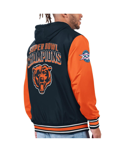 Shop G-iii Sports By Carl Banks Men's  Navy, Orange Chicago Bears Commemorative Reversible Full-zip Jacket In Navy,orange