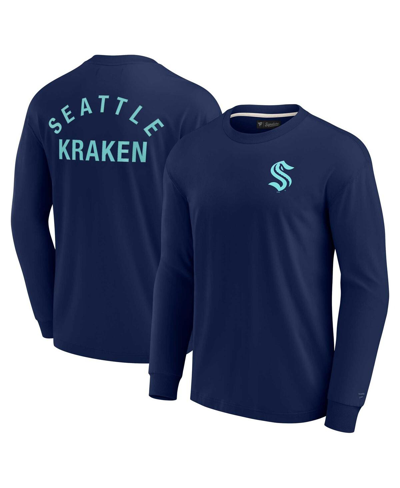 Shop Fanatics Signature Men's And Women's  Deep Sea Blue Seattle Kraken Super Soft Long Sleeve T-shirt