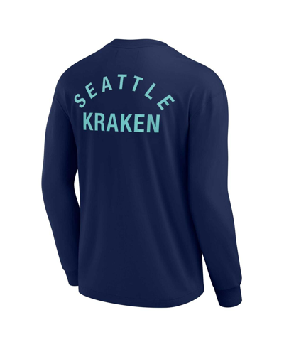 Shop Fanatics Signature Men's And Women's  Deep Sea Blue Seattle Kraken Super Soft Long Sleeve T-shirt