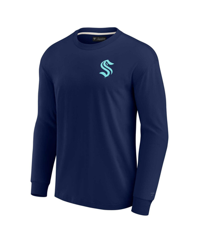 Fanatics Signature Men's And Women's  Deep Sea Blue Seattle Kraken Super Soft Long Sleeve T-shirt In Deep Sea Blue