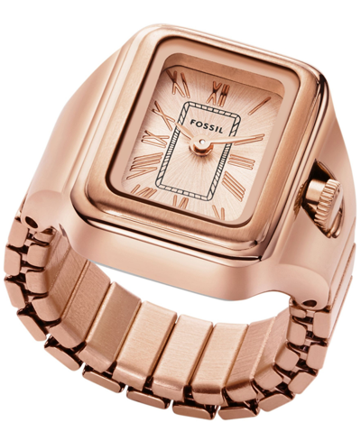 Shop Fossil Women's Raquel Two-hand Rose Gold-tone Stainless Steel Ring Watch 14mm