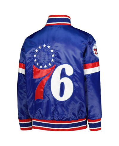 Starter Youth  Royal Philadelphia 76ers Home Game Varsity Satin Full-snap Jacket In Royal