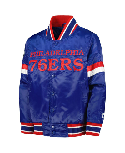 Starter Youth  Royal Philadelphia 76ers Home Game Varsity Satin Full-snap Jacket In Royal