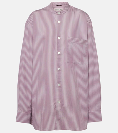 Shop Birkenstock 1774 X Tekla Striped Cotton Pajama Shirt In Purple