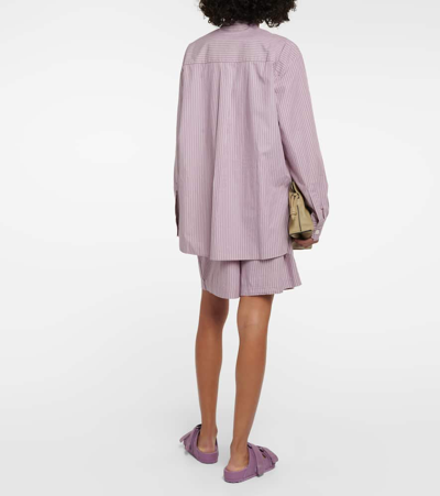 Birkenstock 1774 X Tekla Striped Cotton Pajama Shirt In Purple