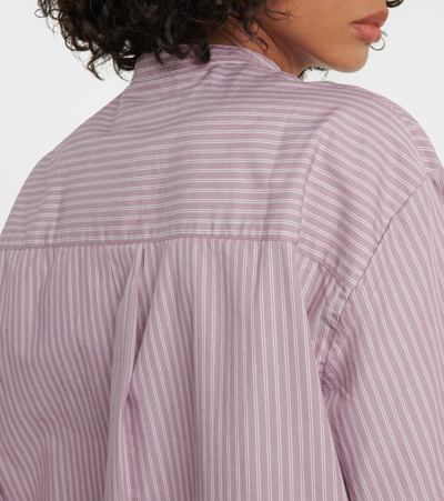 Shop Birkenstock 1774 X Tekla Striped Cotton Pajama Shirt In Purple